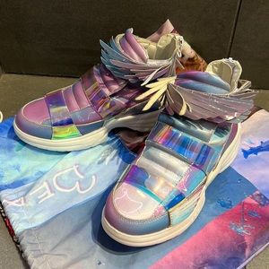 yru iridescent sneakers with wings - never worn outside!